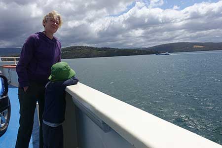 Dr Kristin Reimer on Bruny Island Ferry, Tasmania